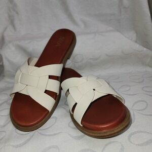 NEW MIA Poliana Woven Slide Sandals 8 Cream Boho Minimalist Coastal Beach Cruise